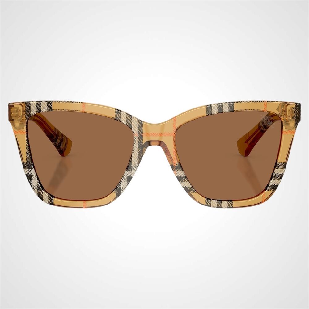 New Burberry Sunglasses Brown Check Sand Brown Lens Classic 54-18-140 BURBERRY - Picture 2 of 7